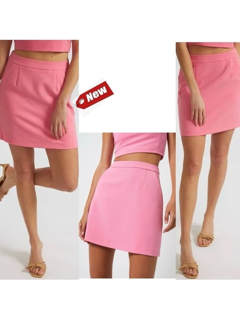 French Connection pink whisper short mini skirt pockets Sz 8 NWT